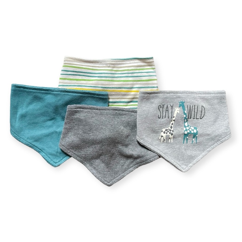 Bandanna Bibs 4 Pack Blue Grey Baby Infant